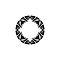 Minimalist Geometric Floral Circle, Black And White On White Backdrop vector