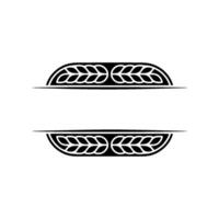 Elegant Black White Laurel Leaf Element On White Background vector