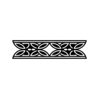 Geometric Black Floral Border, Minimalist On White Background vector