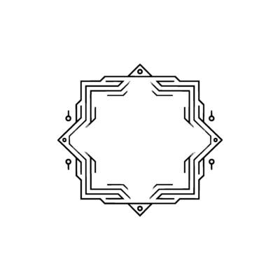 Geometric Tech Circuit Frame With Gradient, Minimalist
