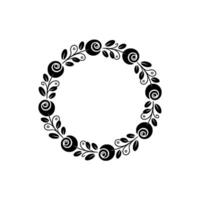 Elegant Black Floral Wreath On White Background vector