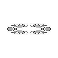 Tech Circuitry Element Futuristic Digital Border On White vector