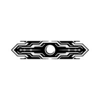 Futuristic Circuit Board Element, Black White, Clean vector