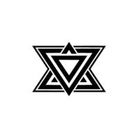 Geometric Star, Black Triangles On Gray, Minimalist Style vector