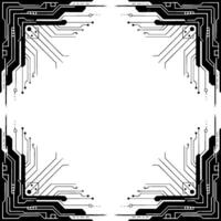 Futuristic Tech Frame Black And White Circuit Board - Circuit board vector