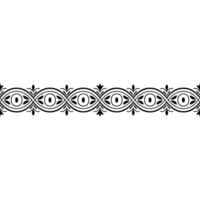 Elegant Black Floral Border With Eyeshaped Motifs On White vector