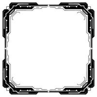 Cyberpunk Tech Frame Futuristic Border With Cyan Accents, Isolated vector