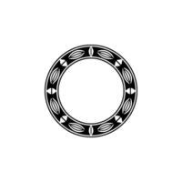 Black White Geometric Ornamental Circle Frame Element vector