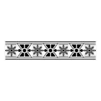 Geometric Snowflake Border With Red Accents, Winter Holiday Theme vector