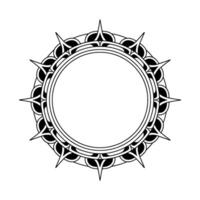 Minimalist Geometric Sunburst Frame, Black White Circle Ornament vector