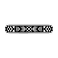 Decorative Winter Ornament, Black White Snowflake Border, Minimalist vector