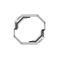 Minimalist Geometric Octagon Frame, Black White vector