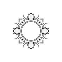 Circuit Board Minimalist Tech With Circle Frame vector
