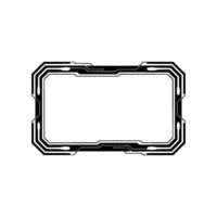 Futuristic Tech Frame Illustration, Black White vector