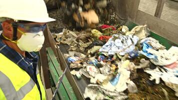 Waste Management Process in Action at a Recycling Facility in the Afternoon video