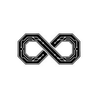 Circuit Board Infinity Symbol Technology, Data Flow, Minimalist vector