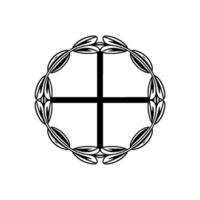 Minimalist Olive Branch Cross Symbol, Modern, Emblem, vector