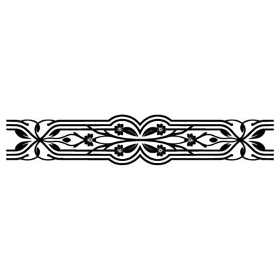 Elegant Black Floral Border, Decorative Element,