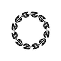 Minimalist Black Feather Wreath on White Background vector