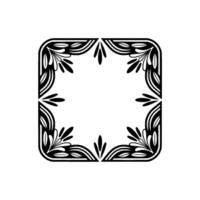 Elegant Black Floral Frame on White, Decorative Border - Simple vector
