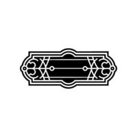 Art Deco Label, Black Gold Ornament on White Background vector