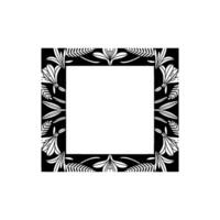 Elegant Black and White Floral Frame, Template, Border, vector