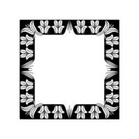 Art Deco Lily Frame Black and White Floral Border, Elegant Element vector