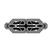 Futuristic Geometric Circuitry Black White Abstract vector