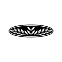 Elegant Black Leaf in Oval Frame, Minimalist vector