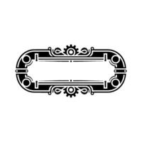Steampunk Frame Ornament, Black and White vector