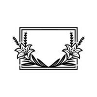 Elegant Floral Frame with Lilies and Geometric Border vector