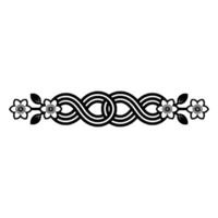 Elegant Floral Border with Celtic Knot Motif in Black and White vector