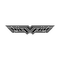Geometric Wing Emblem in Black and White Abstract Art Deco vector