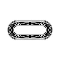 Art Deco Oval Frame with Floral Detail on White Background vector