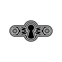 Steampunk Keyhole with Gears Minimalist Black and White vector