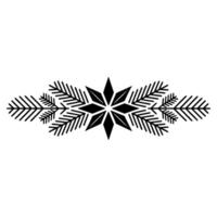 Minimalist Christmas Snowflake Spruce Branch Ornament, vector