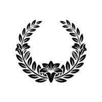 Elegant Floral Laurel Wreath Emblem on White Background vector