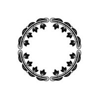Elegant Black Leaf Circle Frame on White Background - Leaves vector