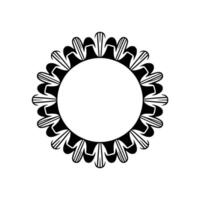 Black and White Floral Frame with Circular Center vector