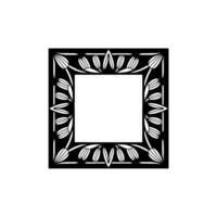 Decorative Floral Frame, Minimalist Black and White, Isolated on White vector
