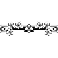 Minimalist Japanese Floral Border Black Sakura Pattern on White vector