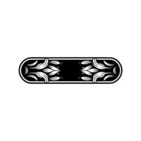 Decorative Black and White Floral Oval Frame, Minimalist vector