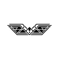 Geometric Art Deco Winged Emblem Black White Minimalist vector