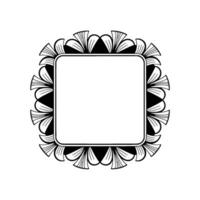 Elegant Art Deco Floral Frame with Empty Space, Black White vector