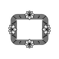 Elegant Floral Frame in Black and White, Geometric Border vector