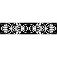 Elegant Floral Border in Black and White, Decorative Pattern - Ornament vector