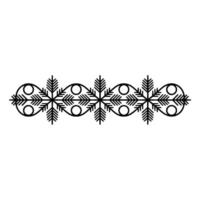 Decorative Black Line Art Border with Snowflake Elements on White vector