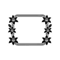 Elegant Floral Frame, Black Lilies on White, Decorative Border, Element vector