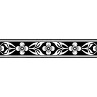 Elegant Floral Border in Black White Decorative Element vector