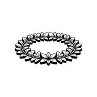 Elegant Black White Floral Oval Frame Minimalist vector